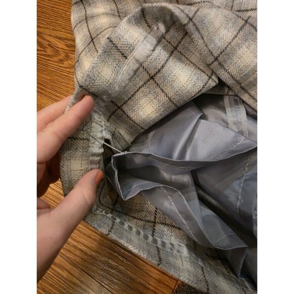 Eddie Bauer Mini Skirt Sz 10 Wool Gray Plaid Lined Preppy Academia School Girl - Picture 8 of 11